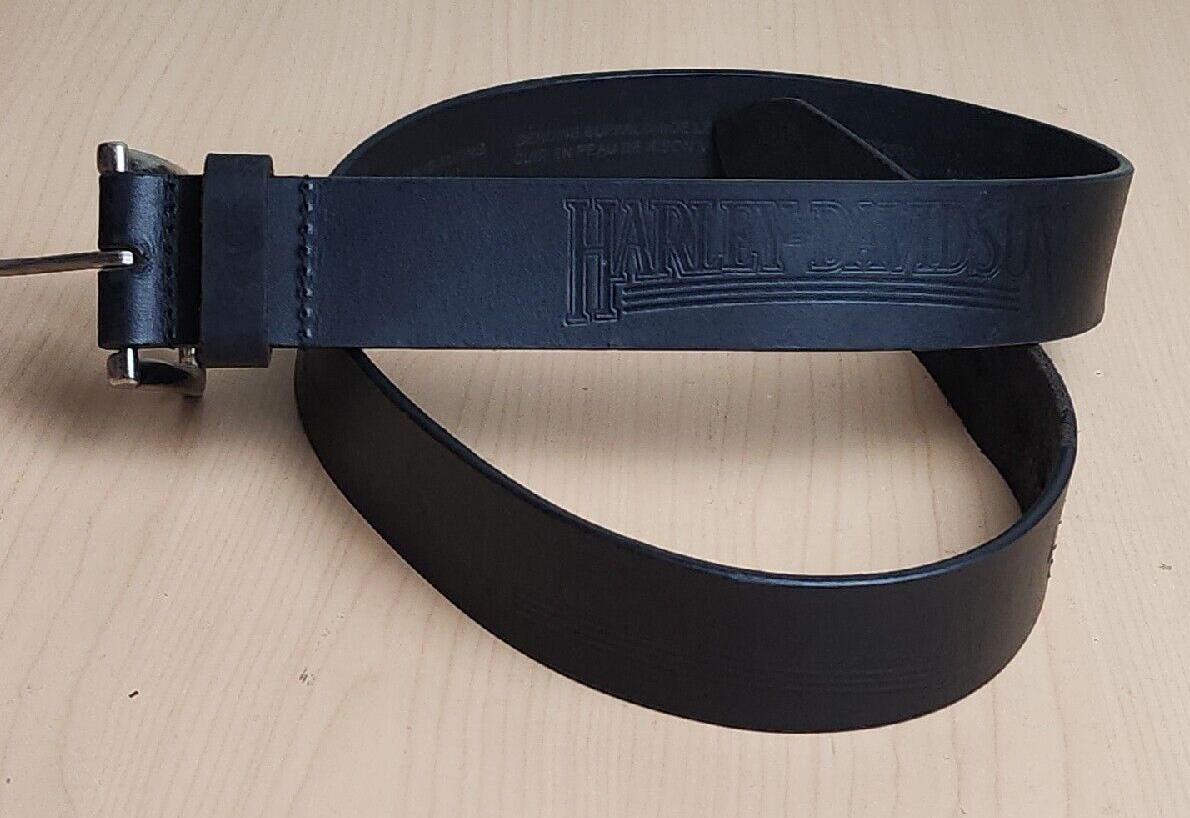 Harley Davidson Men's Shop Caller Belt 34 Black Leather 1.5