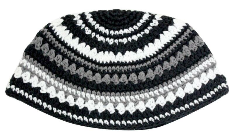 HUGE JEWISH Kippa Crochet Frik Striped Hat Yarmulke Knitted Tribal Jewish Yamaka