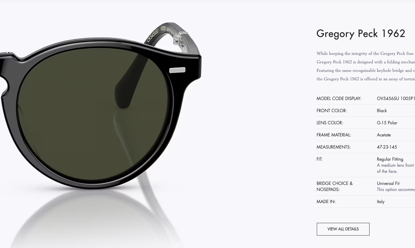 Pre-owned Oliver Peoples Gregory Peck 1962 Folding Polarized G-15 Sun Ov5456su Msrp$684 In G-15 Polar