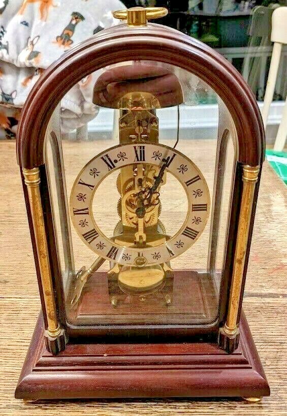 Franz Hermle Germany Skeleton Mantle Clock 791081 w Key!! Ringing