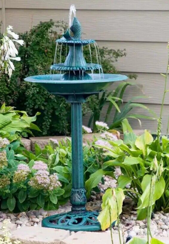 Bird Bath Fountain 3 Tier Outdoor Water Pump Bowl Garden Res