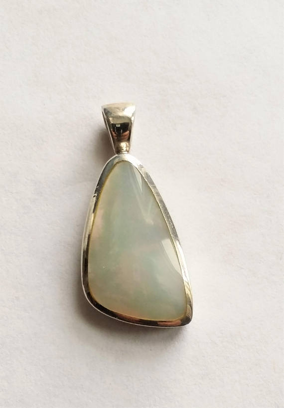 Vintage Sterling Silver MOP Pendant, Signed PB Mother Pearl Shell Charm Jewelry