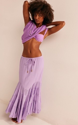 Free People Like A Mermaid Tiered Ruffles Maxi Skirt L