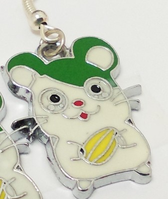 Cute Hamtaro anime animal hamster green white charms hooks cartoon girls Jewelry