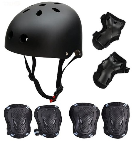 Kid's Skateboard Skating Protection Gear Set Knee Pads Elbow Pads Helmet 7pcs
