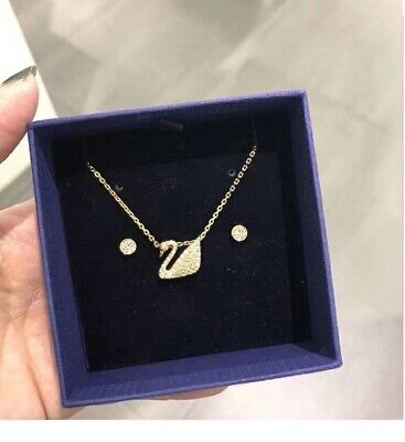 Swarovski swan necklace and earring set deals