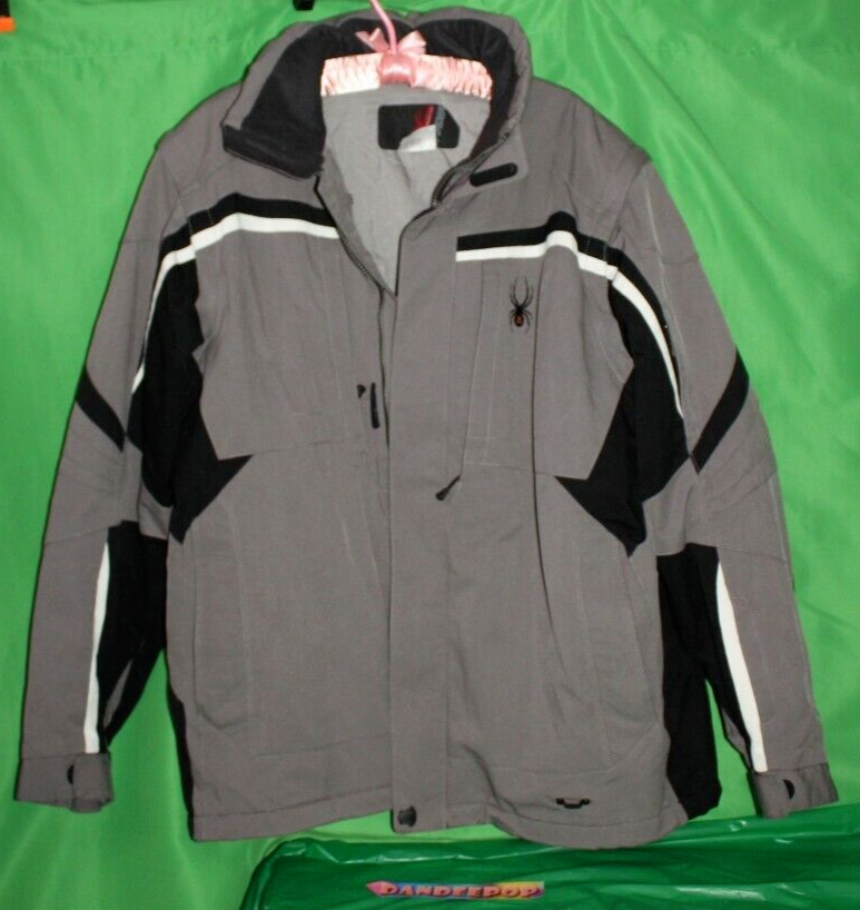 Spyder Men's Coat Hooded Jacket Size 52 Thinsulate Entrant Dermizax Fabric Gray