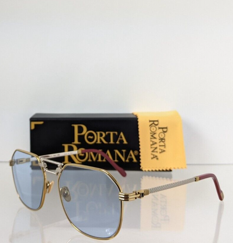 Pre-owned Porta Romana Authentic  Sunglasses Mod 1266 Col 100bgold Plated Vintage Frame In Blue