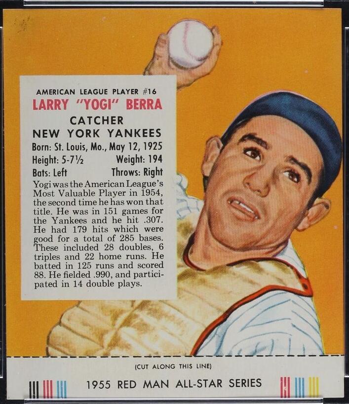 Red Man Tobacco All-Star Team 1955 - Yogi Berra #16