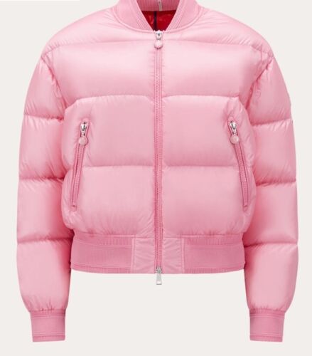 Pre-owned Moncler Merlat Puffer Bomber Jacket Pink Size 2
