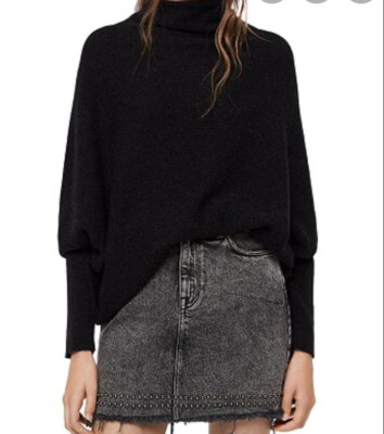 NWT AllSaints Ridley Cashmere Blend Sweater / Jumper BLACK XS Meghan Markle