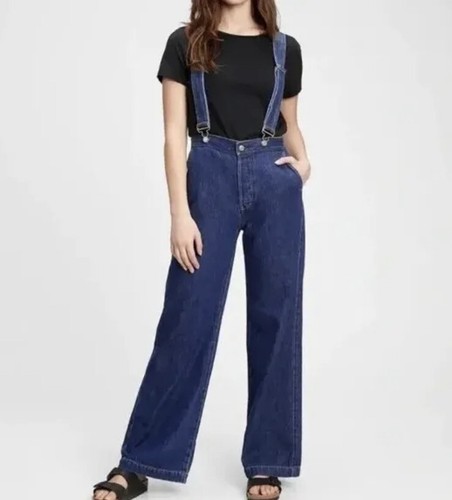 Gap Jeans Womens Size 30 Long Wide Leg Button Fly High Rise *missing suspenders*