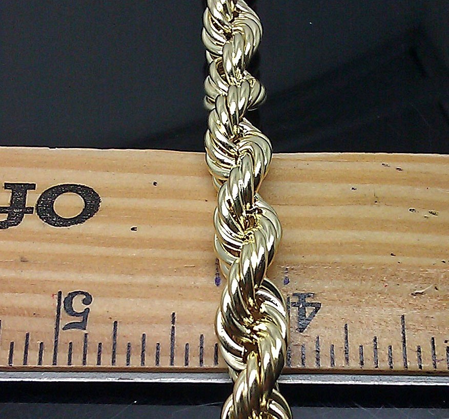 Pre-owned Globalwatches10 Real 10k Yellow Gold Rope Bracelet 8 Mm 8 Inch Lobster Men On Sale Free Shippin