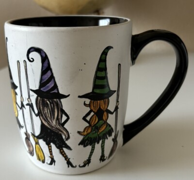 Cobwebs & Cauldrons Halloween Mug Witches Brooms  Witches Gotta Stick Together 