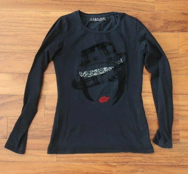 Haut Zara Manches Longues Avec Visage Et Strass Ts