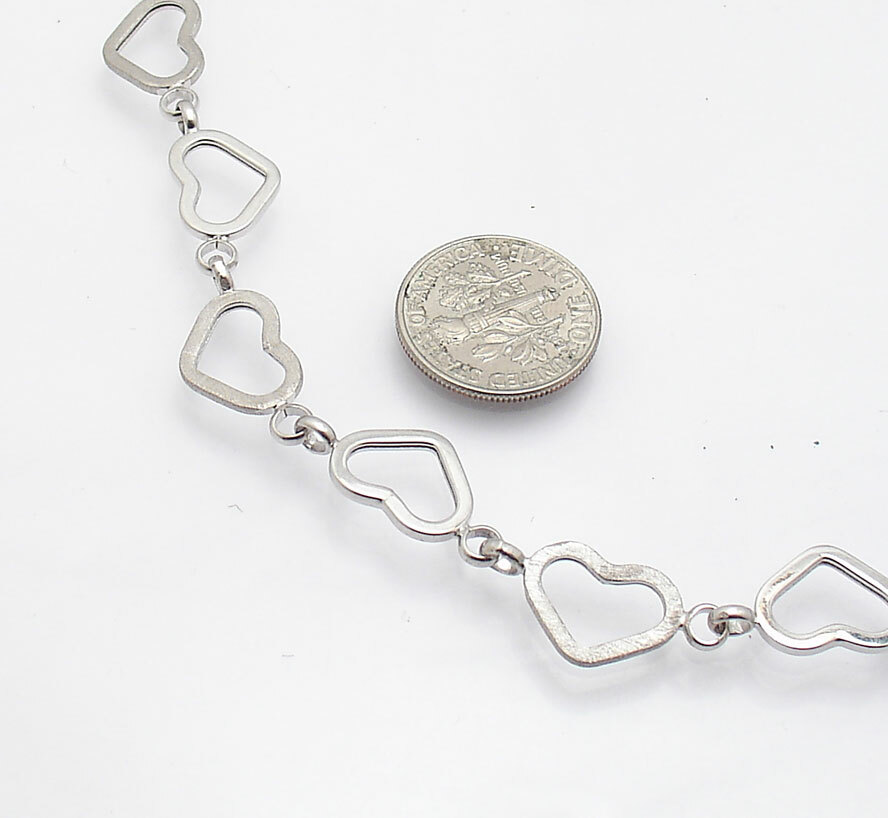 Pre-owned Bestgoldshop Open Heart Chain Necklace With Toggle Clasp Real 14k White Gold All Sizes