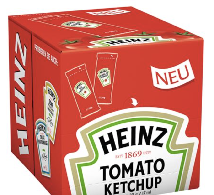 (25€/kg) 20x Heinz Tomaten Ketchup Portionsbeutel 20g Reisen Camping