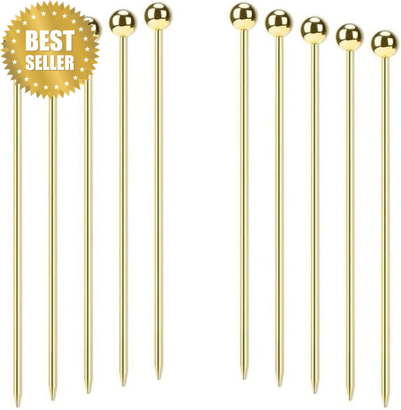 10Pcs Cocktail Sticks Set Stainless Steel Fruit Sticks,Reusable Drink Picks Appe