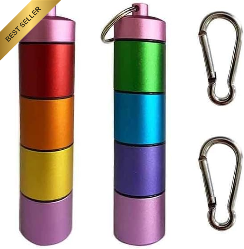 Portable Waterproof Metal Bottle, 7 Days Daily Pill Organizer, Aluminium Alloy S