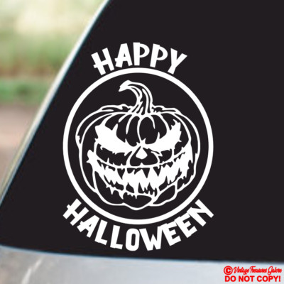 HAPPY HALLOWEEN JACK-O-LANTERN Vinyl Decal Sticker Window Wall Bumper PUMPKIN