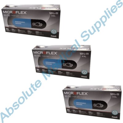 *300-Gloves* Microflex MidKnight Touch PF Exam Nitrile 10.5-11 XX-Large 93-732
