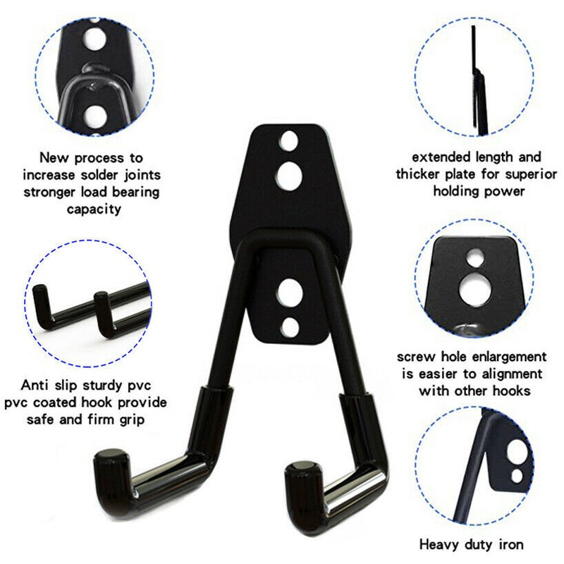 2PC Motorcycle Helmet Holder Jacket Hanger Hook Motorbike Wall Mount Rack Stand