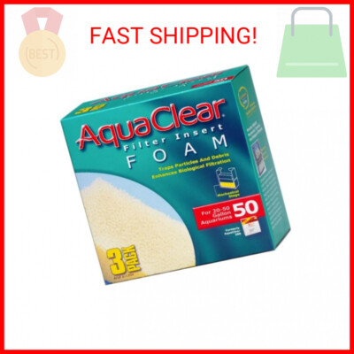 AquaClear 50 Foam Filter Inserts, Aquarium Filter Replacement Media, 3-Pack, A13