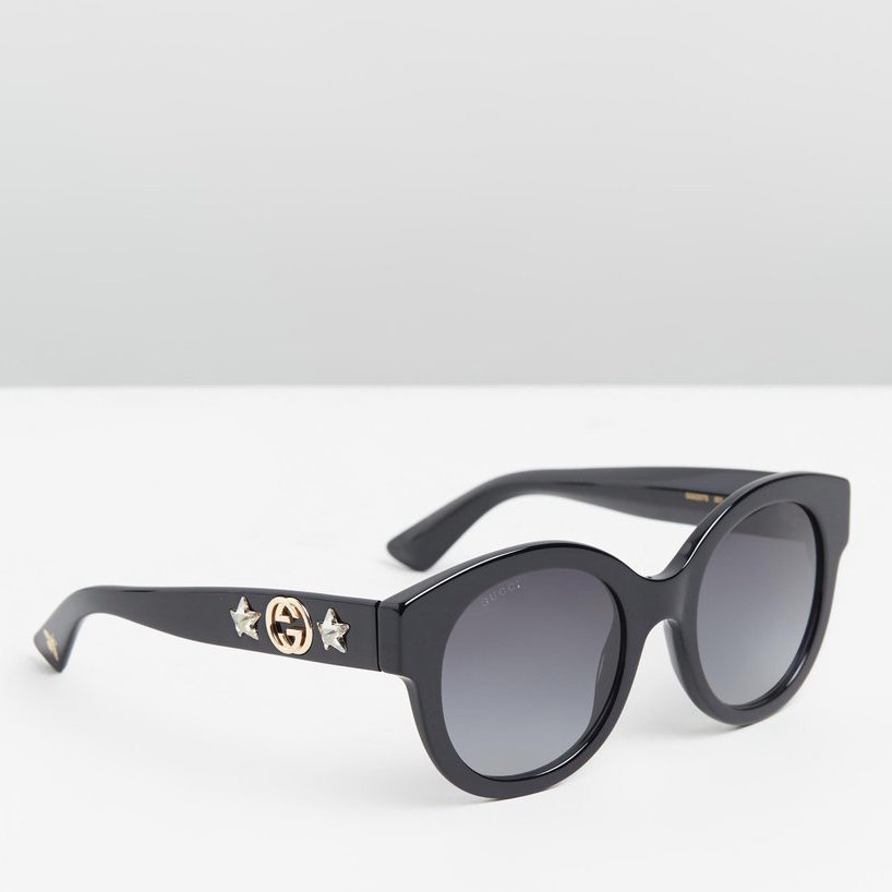 GUCCI Polarized Round Frame Acetate Sunglasses with Stars in