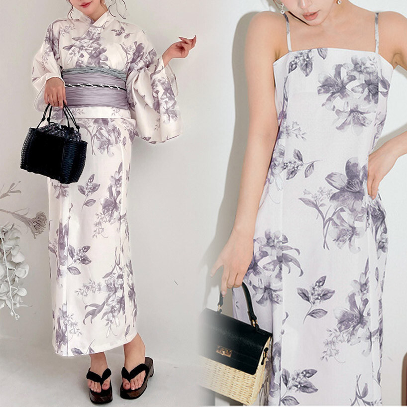 Kimono Yukata Separate One-piece Dress 3-Piece Set Kyoto