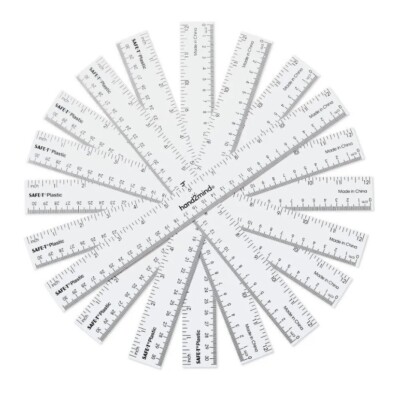 Hand2Mind  12  Student ,White, Flexible Safe-T Plastic Rulers, Pack of 10