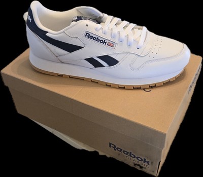 Reebok Leather  MEN RUNNING COURSE WHITE/NAVYIGOLD/GUM DV7027 New 9.5