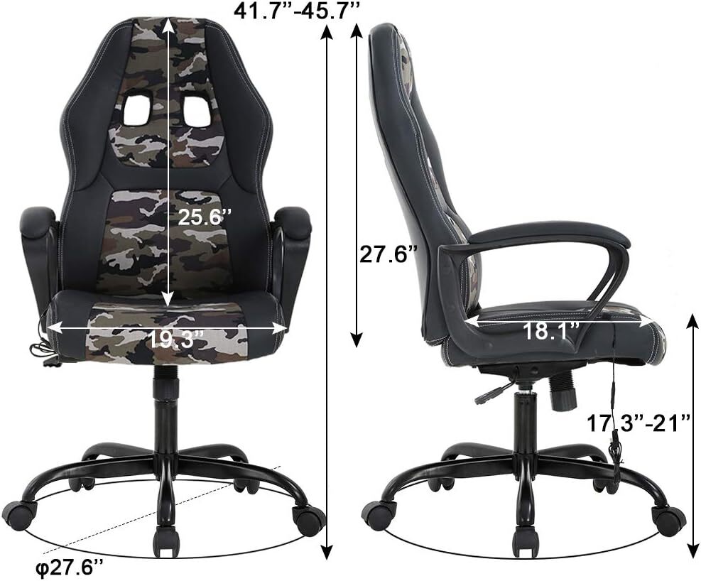 PC Gaming Chair Massage Office Chair Ergonomic Desk Chair Adjustable PU Leather