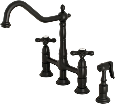 Kingston Brass KS1270AXBS Heritage Bridge Kitchen Faucet, 8-9/16