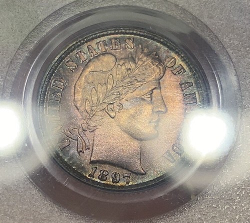 1897 MS64 PCGS Toned Barber Silver Dime *Beautiful Colorful Toning*