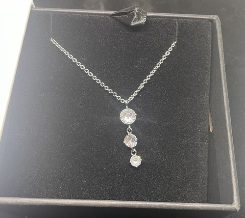 New With Box NINE WEST Silver Tone Cubic Zirconia 3 Stone