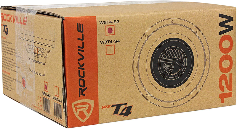 Rockville W8T4-S2 8" Shallow Mount 1000W Car Subwoofer, CEA-2006 Compliant 2-Ohm