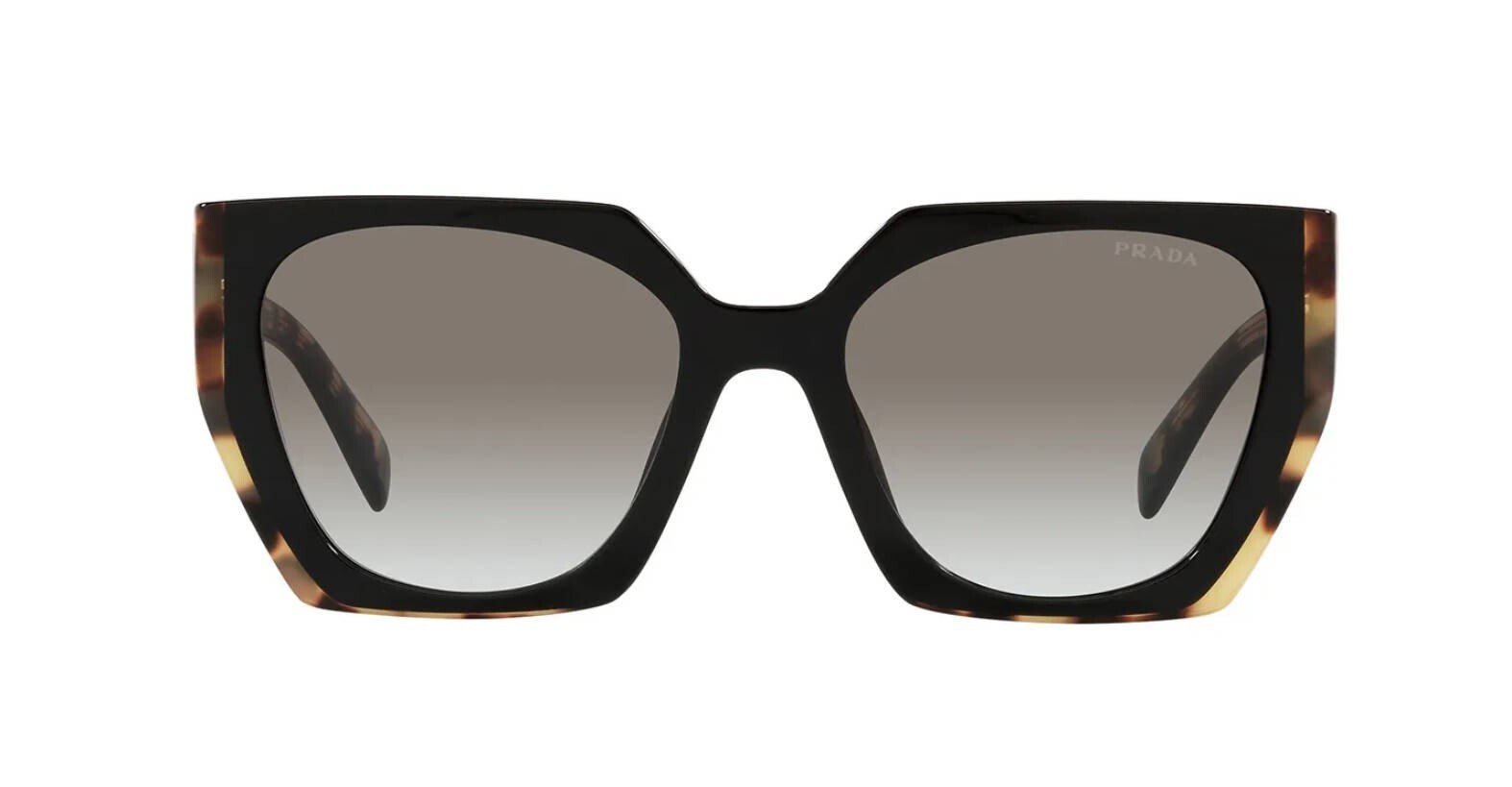 Pre-owned Prada Monochrome Pr 15ws Black Medium Tortoise/grey Shaded (389-0a7) Sunglasses