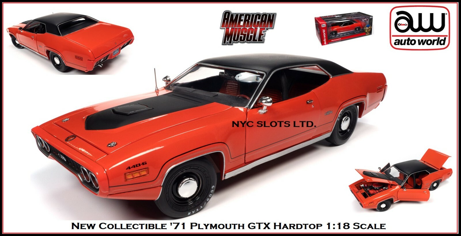 Auto World Collectible '71 Plymouth GTX Hardtop 1:18 Scale