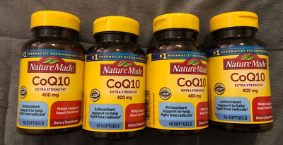New Lot of 4 Bottles Nature Made CoQ10 Extra Strength 400 mg 160 Soft Gels Heart