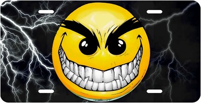 MEAN HAPPY FACE Confederated Novelty Vanity License Plate, USA              Made