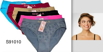 6 WOMEN BIKINI BRIEFS Seamless MID RISE PANTIES UNDIES Underwear ONE SIZE 91010
