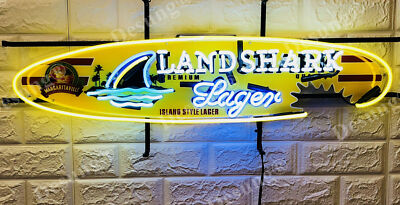 32''x14'' Landshark Lager Beer Neon Sign Light Lamp With HD Vivid Printing