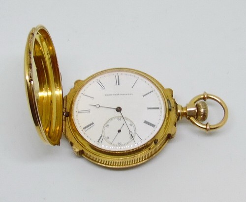 RARE Antique Elgin 18K Tri Color Gold Box Hinge Hunter Case Sulky Pocket Watch