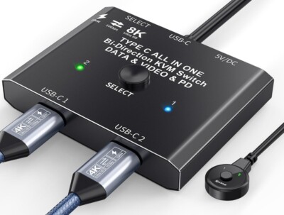 USB C Switch,Bi-Directional USB C Switcher 2 Computers. Camgeet USB C KVM Switch