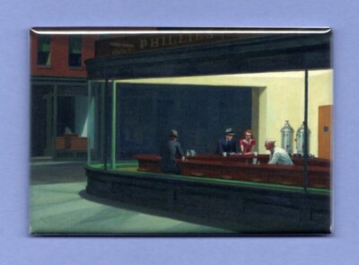 EDWARD HOPPER *2x3 FRIDGE MAGNET* ARTIST PAINTING NIGHTHAWKS FINE ART  FAMOUS