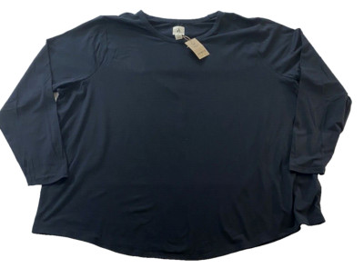 women's Amazon top size 4X black long sleeve scoop neck lightweight soft cotton
