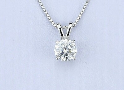 14K White Gold Plated 2Ct Round Lab Created Diamond Solitaire Pendant Necklace