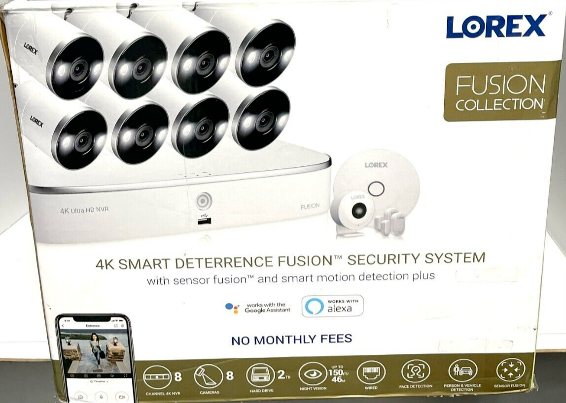 Lorex TN84228A8SK-E (8-Cams 8-Ch 2TB 4K NVR) Smart Deterrence Security System