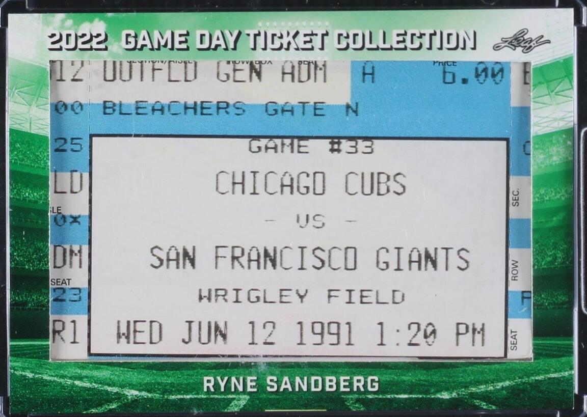 2022 Leaf Game Day Ticket Collection - Ryne Sandberg #TC-89