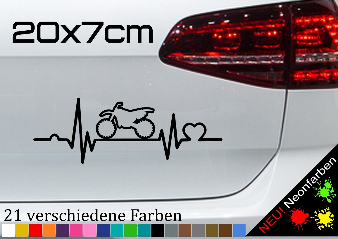 Motocross Aufkleber Sticker Motorrad Offroad Herz Love Bike Silhouette 20x7cm